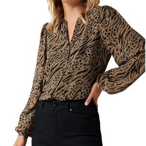 Ever New Animal Print Long Sleeve Blouse